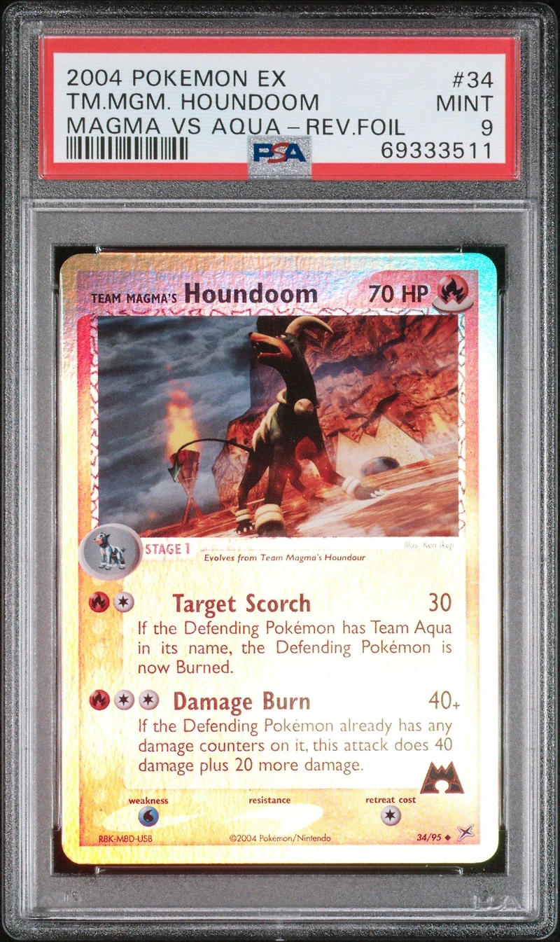 2004 Pokemon Ex Team Magma Vs Team Aqua 34 Team Magma's Houndoom-reverse Foil PSA 9