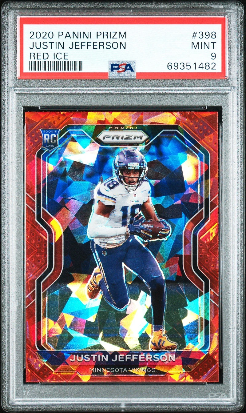 2020 Panini Prizm 398 Justin Jefferson Red Ice PSA 9
