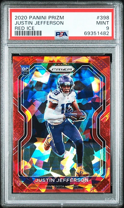 2020 Panini Prizm 398 Justin Jefferson Red Ice PSA 9