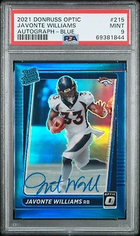 2021 Panini Donruss Optic 215 Javonte Williams Autograph-blue PSA 9