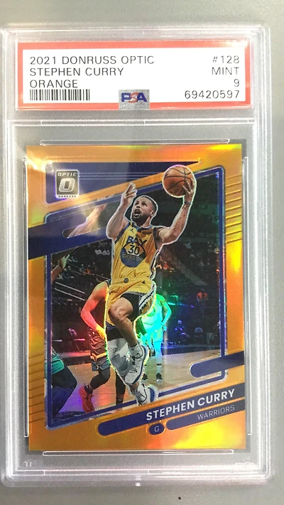 2021 Panini Donruss Optic 128 Stephen Curry Orange PSA 9