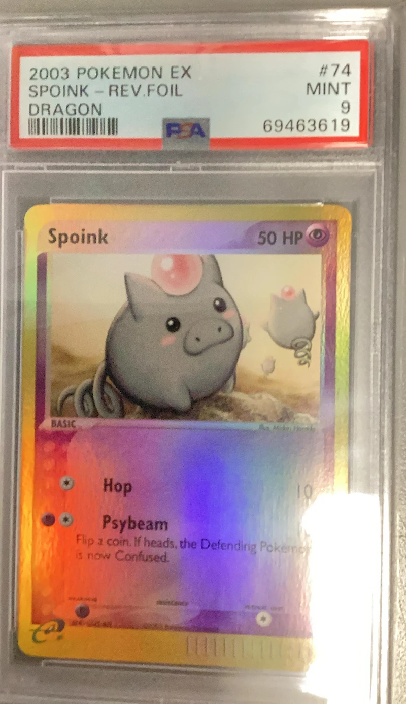 2003 Pokemon Ex Dragon 74 Spoink-reverse Foil PSA 9