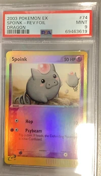 2003 Pokemon Ex Dragon 74 Spoink-reverse Foil PSA 9