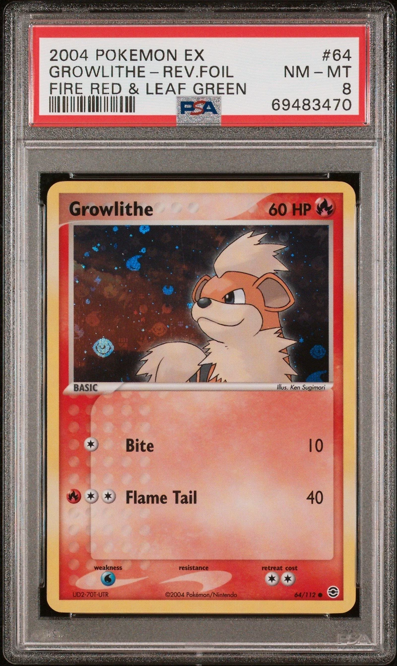 2004 Pokemon Ex Fire Red & Leaf Green 64 Growlithe PSA 8