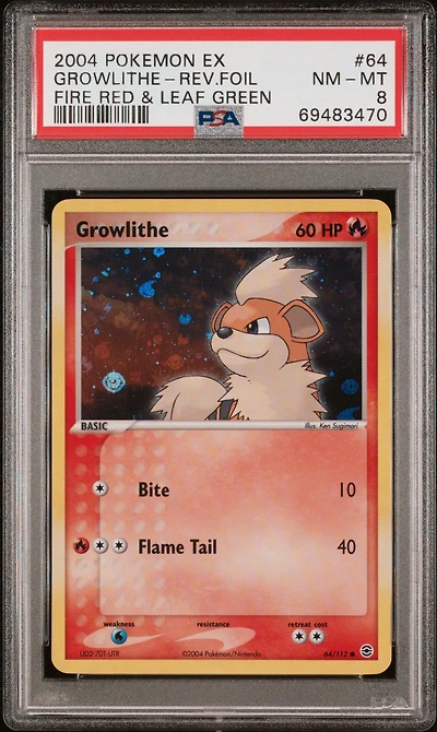 2004 Pokemon Ex Fire Red & Leaf Green 64 Growlithe PSA 8