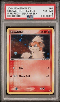 2004 Pokemon Ex Fire Red & Leaf Green 64 Growlithe PSA 8