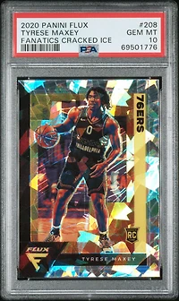 2020 Panini Flux 208 Tyrese Maxey Fanatics Cracked Ice PSA 10