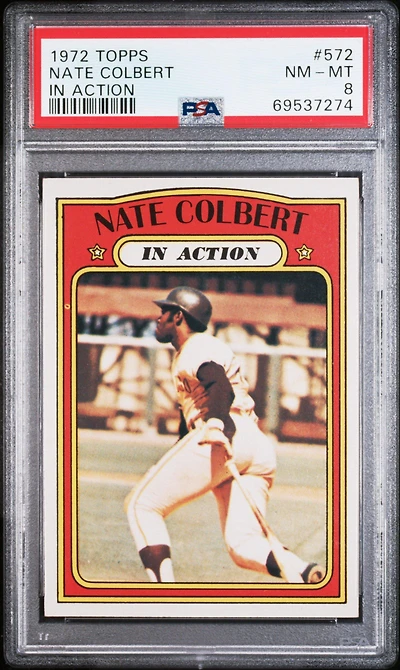 1972 Topps 572 Nate Colbert In Action PSA 8