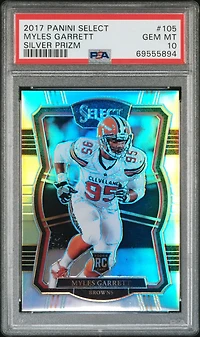 2017 Panini Select 105 Myles Garrett Silver Prizm PSA 10