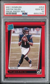 2021 Panini Donruss 253 Justin Fields Press Proof Red PSA 10