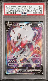 2022 Pokemon Swsh Black Star Promo 297 Full Art/hisuian Zoroark V Hisuian Zoroark Vstar Premium Collection PSA 10