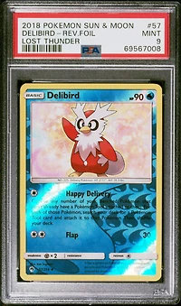 2018 Pokemon Sun & Moon Lost Thunder 57 Delibird PSA 9