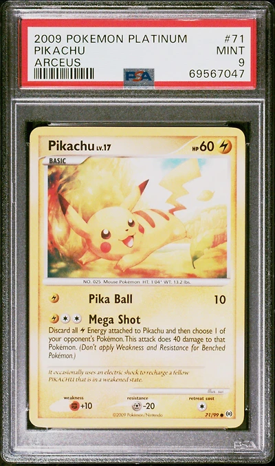 2009 Pokemon Platinum Arceus 71 Pikachu PSA 9