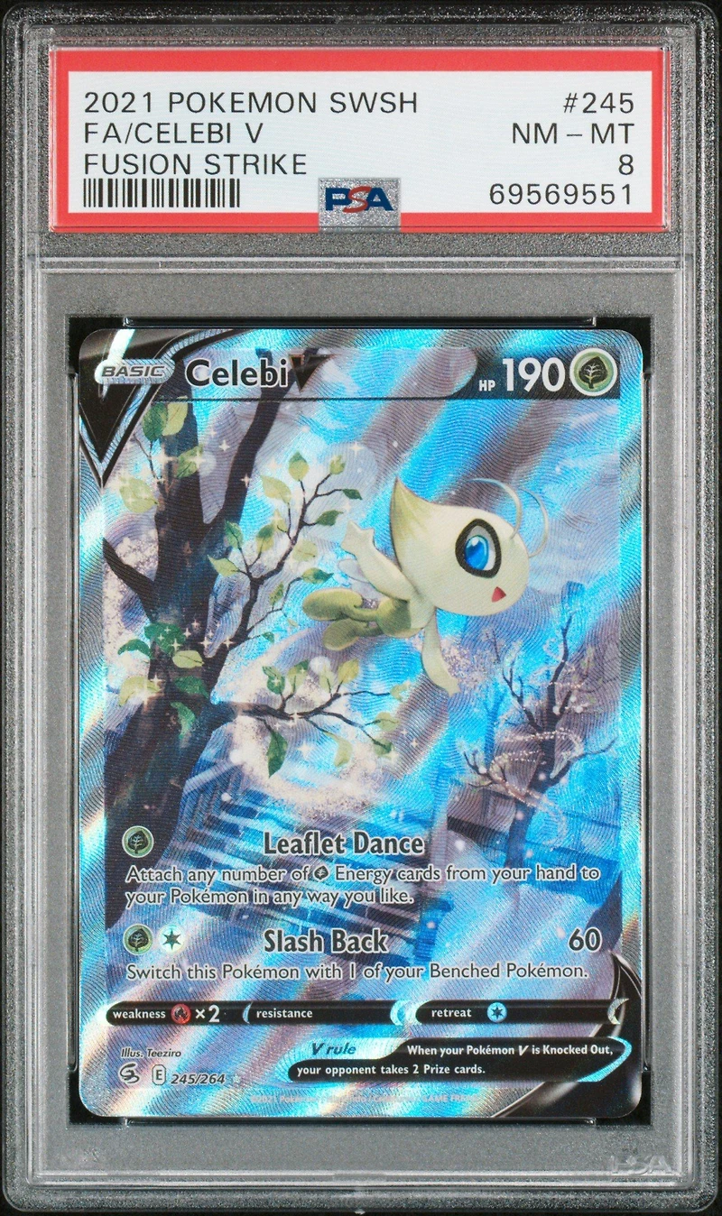 2021 Pokemon Sword & Shield Fusion Strike 245 Full Art/celebi V PSA