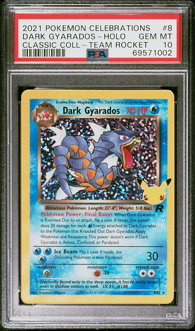 2021 Pokemon Celebrations Classic Collection 8 Dark Gyarados-holo PSA