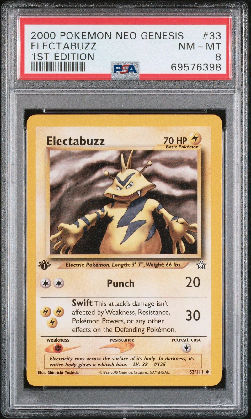 2000 Pokemon Neo Genesis 1st Edition 33 Electabuzz PSA 8
