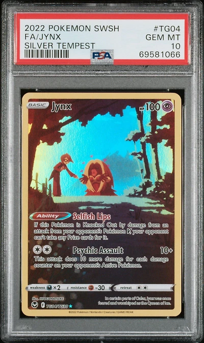 2022 Pokemon Sword & Shield Silver Tempest Tg04 Full Art/jynx PSA