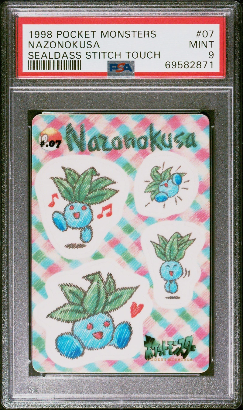 1998 Pocket Monsters Sealdass Stitch Touch 07 Oddish PSA 9