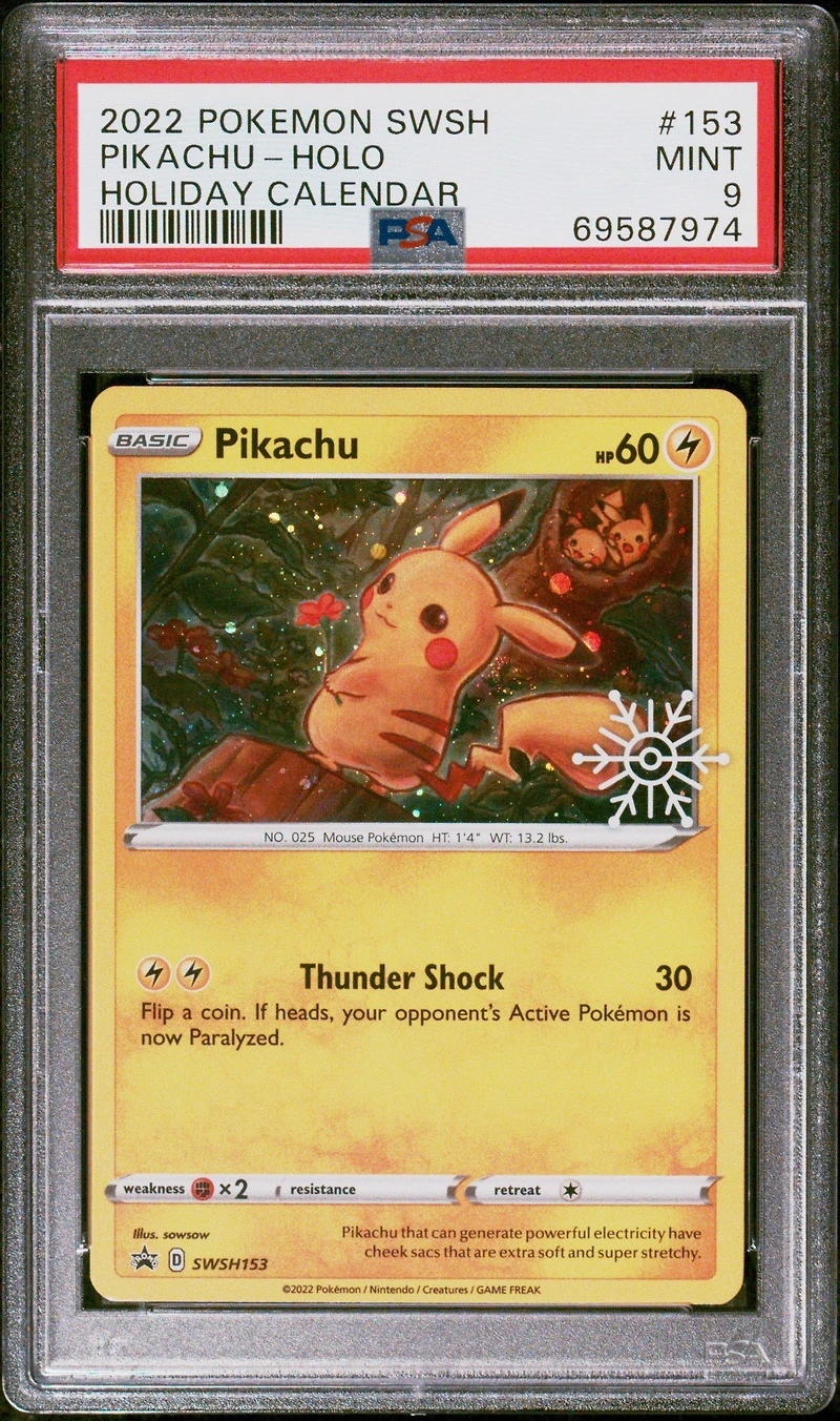 2022 Pokemon Swsh Black Star Promo 153 Pikachu-holo Holiday Calendar 2022 PSA