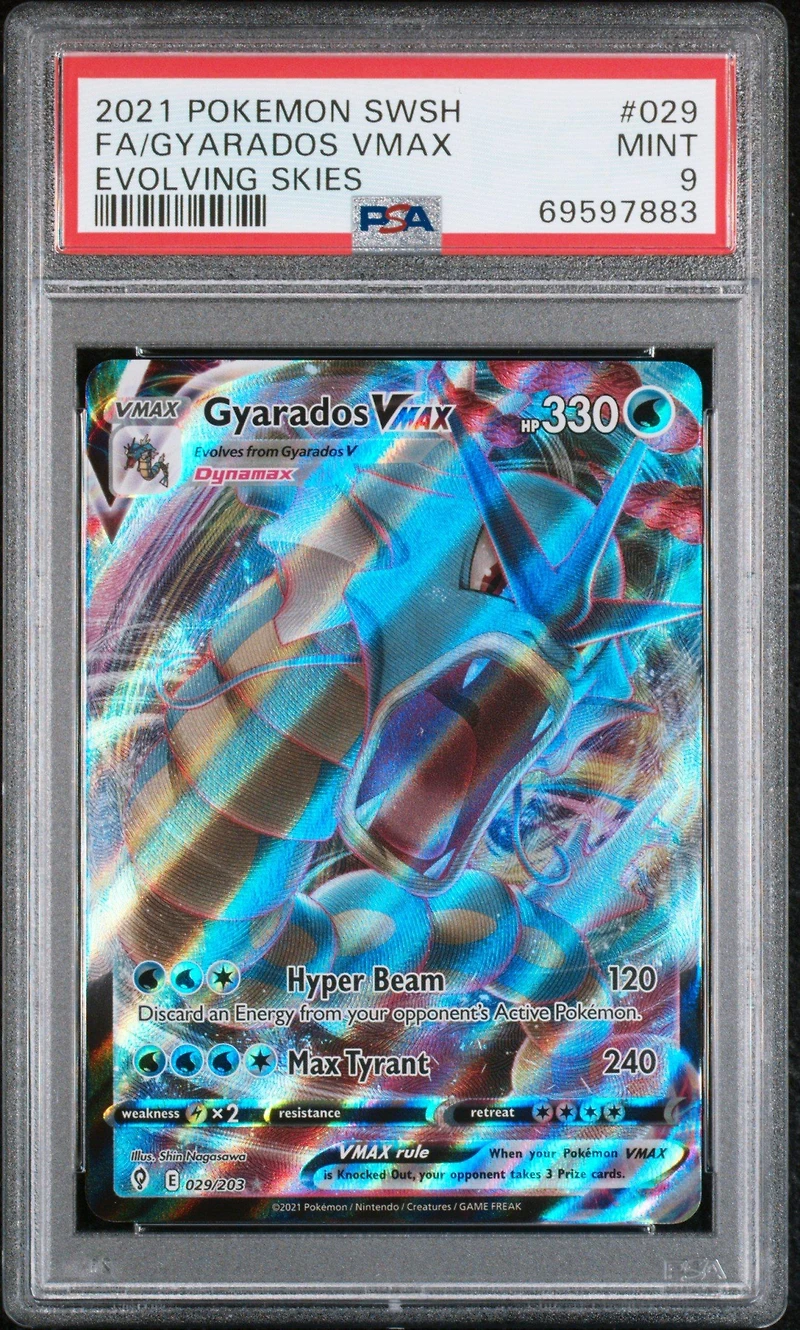 2021 Pokemon Sword & Shield Evolving Skies 029 Full Art/gyarados Vmax PSA