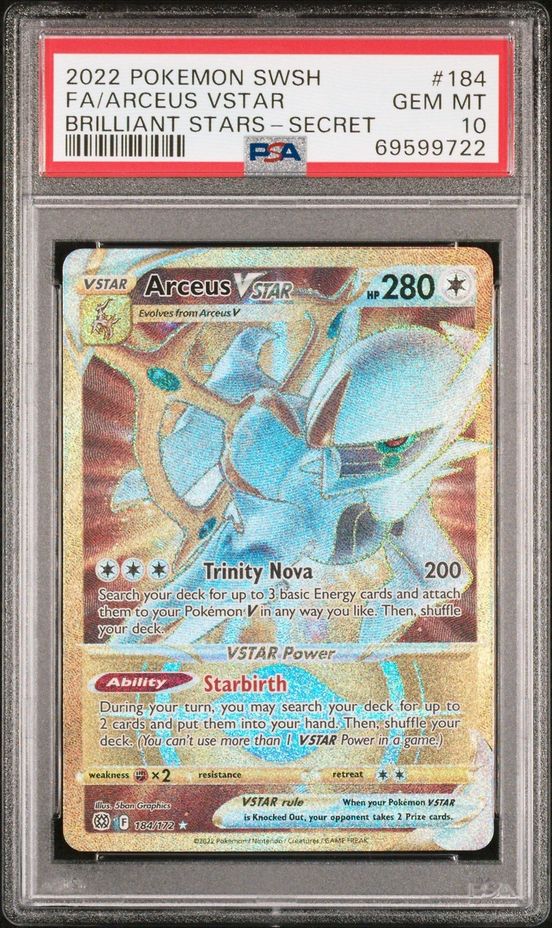 2022 Pokemon Sword & Shield Brilliant Stars Full Art/arceus Vstar Secret PSA