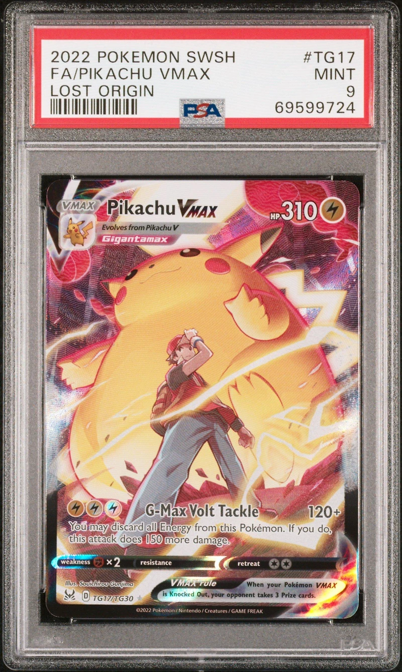 2022 Pokemon Sword & Shield Lost Origin Tg17 Full Art/pikachu Vmax PSA