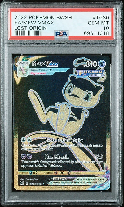2022 Pokemon Sword & Shield Lost Origin Tg30 Full Art/mew Vmax PSA