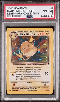 2002 Pokemon Legendary Collection 7 Dark Raichu-holo PSA 8