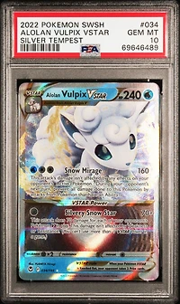 2022 Pokemon Sword & Shield Silver Tempest 034 Alolan Vulpix Vstar PSA
