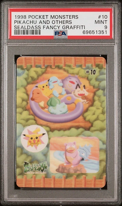 1998 Pocket Monsters Sealdass Fancy Graffiti 10 Pikachu And Others PSA