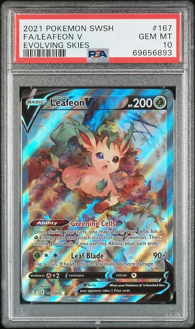 2021 Pokemon Sword & Shield Evolving Skies Full Art/leafeon V PSA