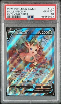 2021 Pokemon Sword & Shield Evolving Skies Full Art/leafeon V PSA