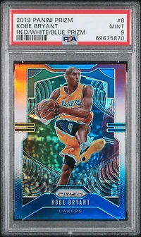 2019 Panini Prizm 8 Kobe Bryant Red/white/blue Prizm PSA 9