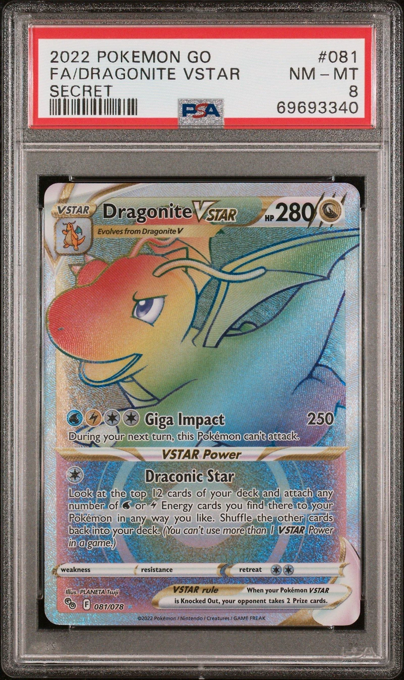 2022 Pokemon Go 081 Full Art/dragonite Vstar Secret PSA