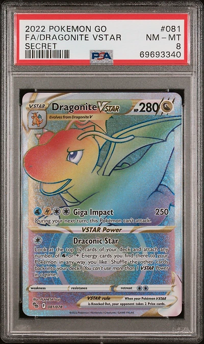 2022 Pokemon Go 081 Full Art/dragonite Vstar Secret PSA