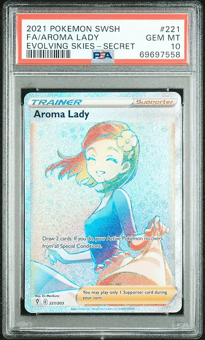 2021 Pokemon Sword & Shield Evolving Skies 221 Full Art/aroma Lady Secret PSA