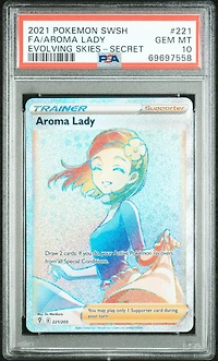 2021 Pokemon Sword & Shield Evolving Skies 221 Full Art/aroma Lady Secret PSA