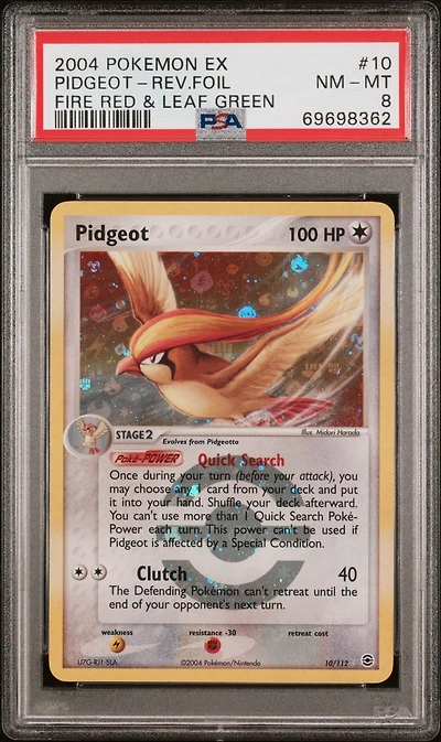 2004 Pokemon Ex Fire Red & Leaf Green 10 Pidgeot-reverse Foil PSA