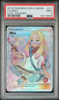 2018 Pokemon Sun & Moon Lost Thunder 211 Full Art/mina PSA