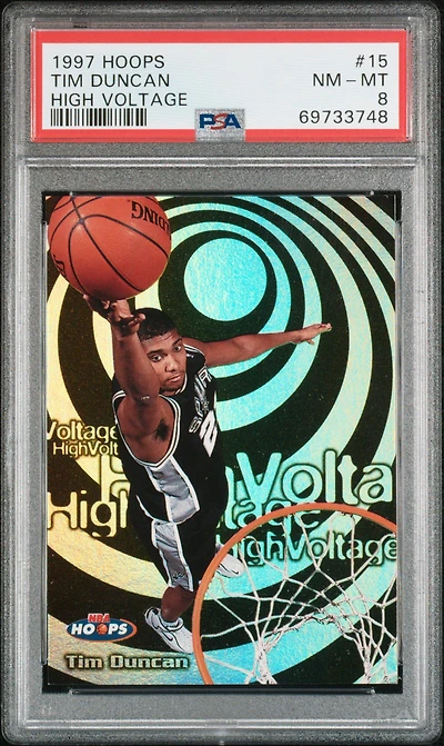 1997 Hoops High Voltage 15 Tim Duncan PSA 8