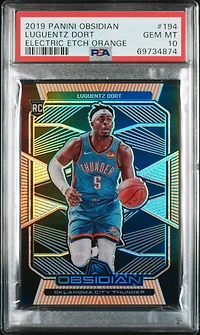 2019 Panini Obsidian 194 Luguentz Dort Electric Etch Orange PSA 10