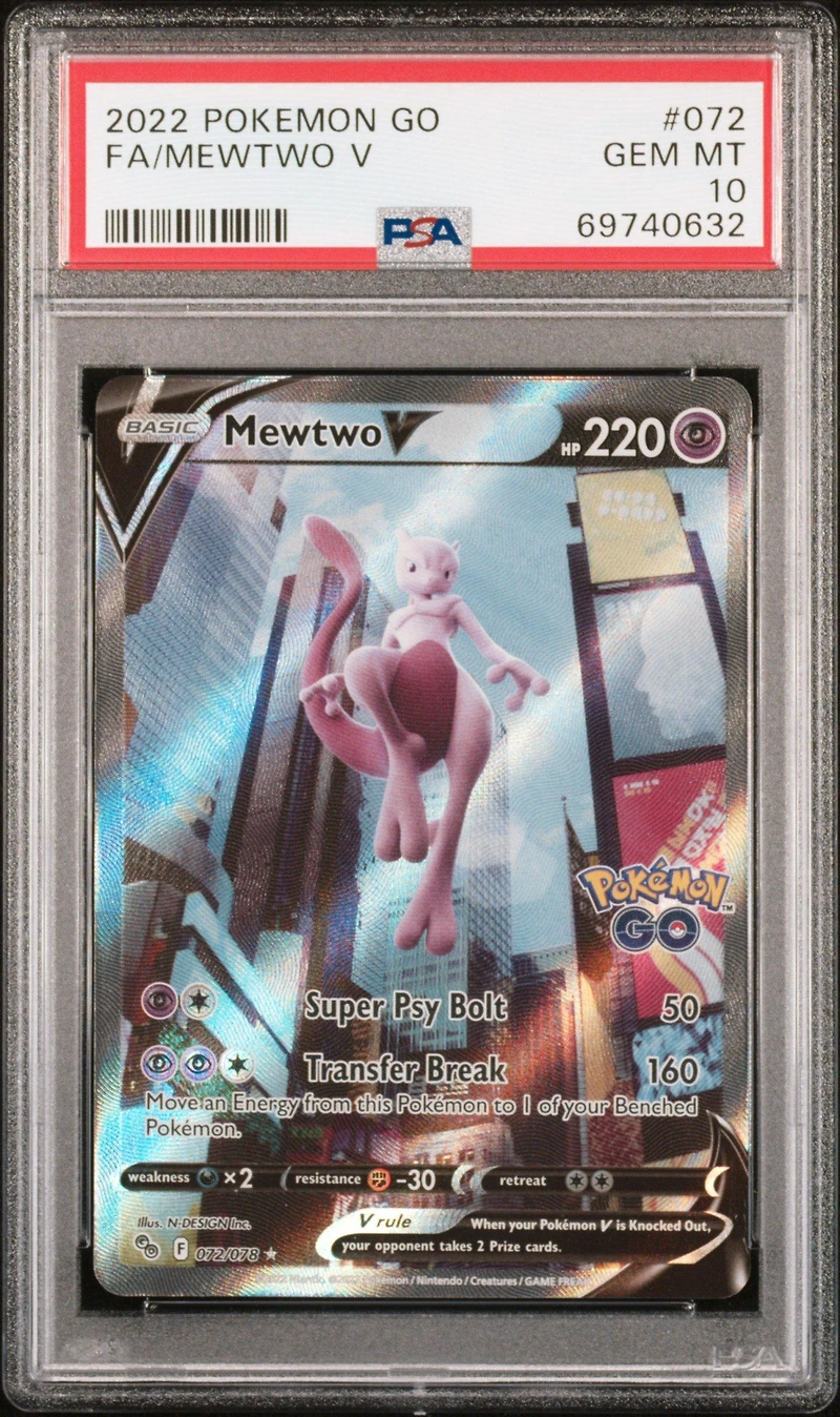 2022 Pokemon Go 072 Fa/mewtwo V PSA