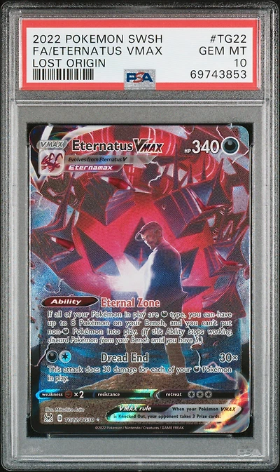 2022 Pokemon Sword & Shield Lost Origin Tg22 Full Art/eternatus Vmax PSA