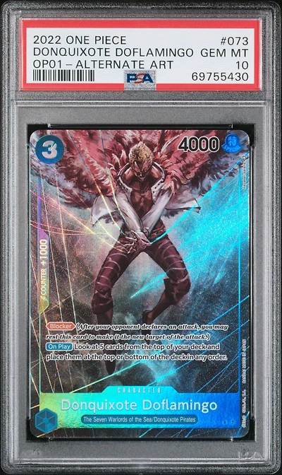 2022 One Piece Op01-romance Dawn 073 Donquixote Doflamingo Alternate Art PSA 10