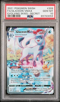 2021 Pokemon Sword & Shield Evolving Skies Full Art/glaceon Vmax Secret PSA