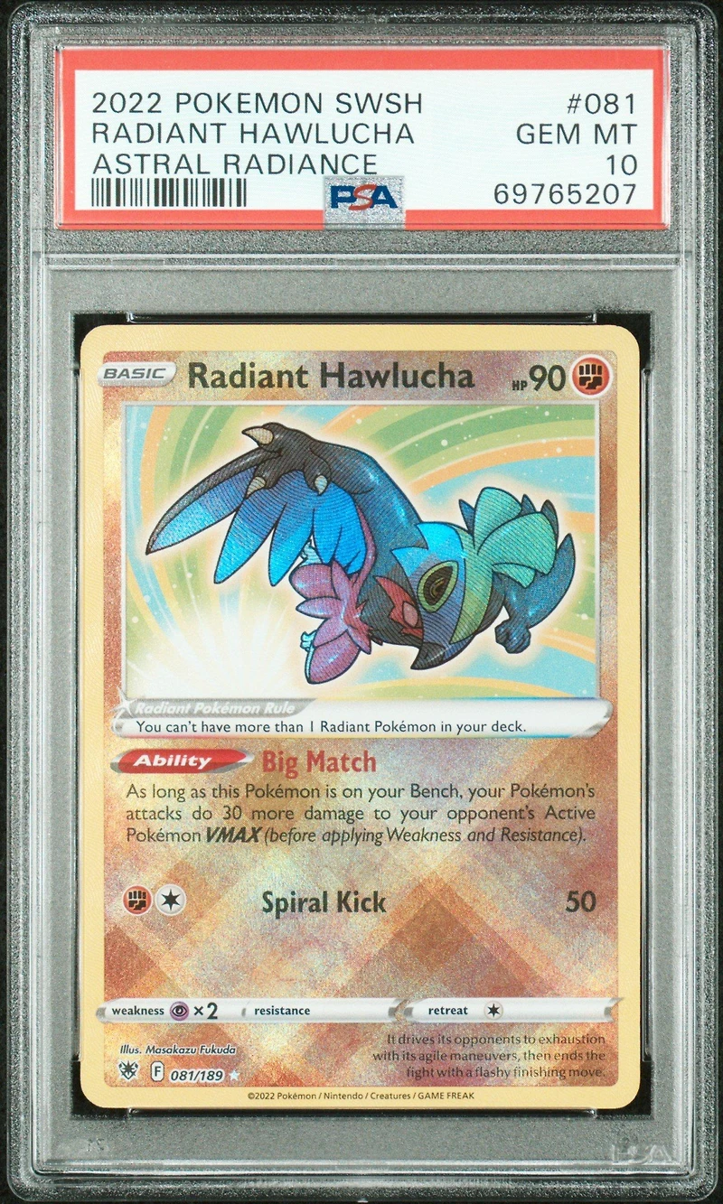 2022 Pokemon Sword & Shield Astral Radiance 081 Radiant Hawlucha PSA 10