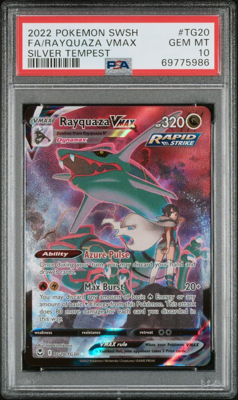 2022 Pokemon Sword & Shield Silver Tempest Tg20 Full Art/rayquaza Vmax PSA