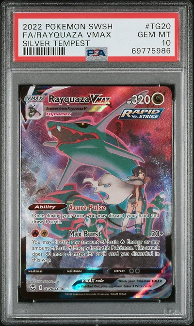 2022 Pokemon Sword & Shield Silver Tempest Tg20 Full Art/rayquaza Vmax PSA