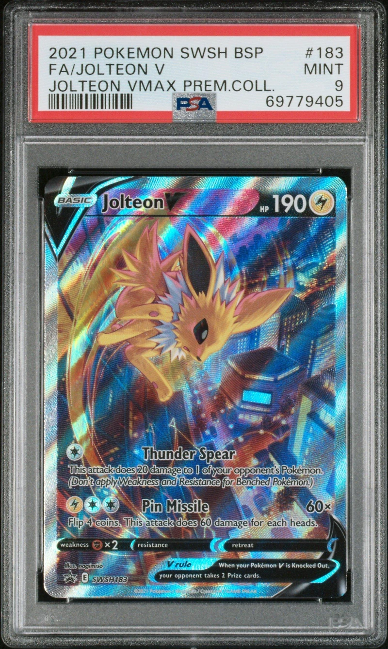 2021 Pokemon Swsh Black Star Promo 183 Full Art/jolteon V Jolteon Vmax Premium Collection PSA