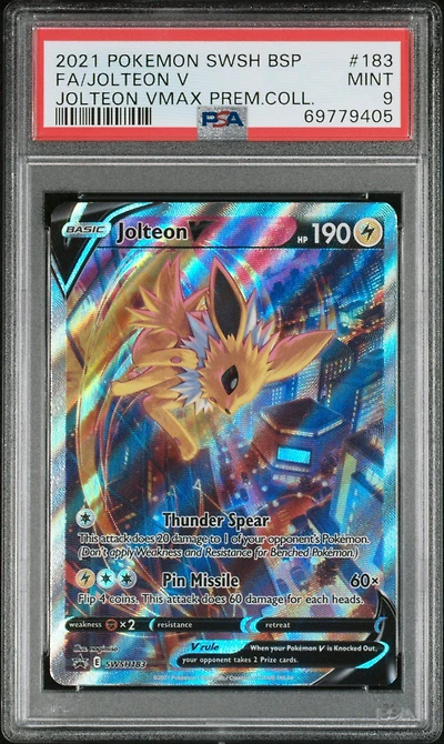 2021 Pokemon Swsh Black Star Promo 183 Full Art/jolteon V Jolteon Vmax Premium Collection PSA
